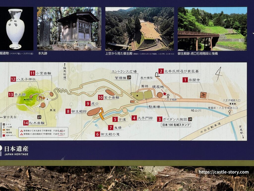 現地の八王子城跡の案内板