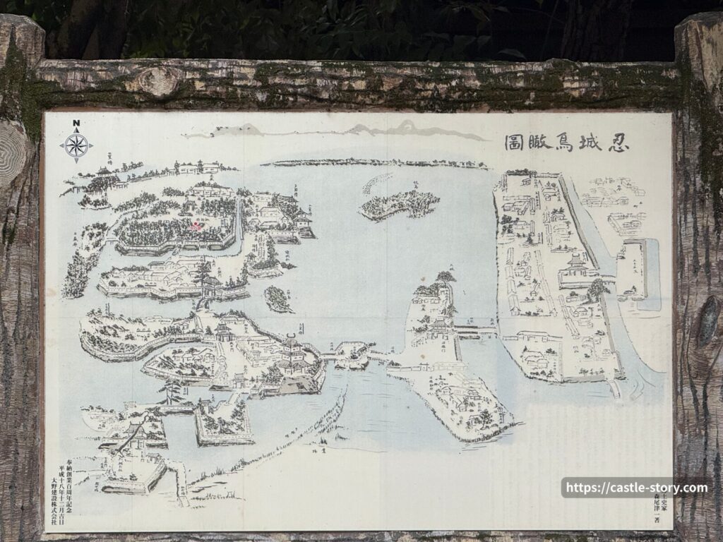 東照宮内にある忍城の鳥瞰図