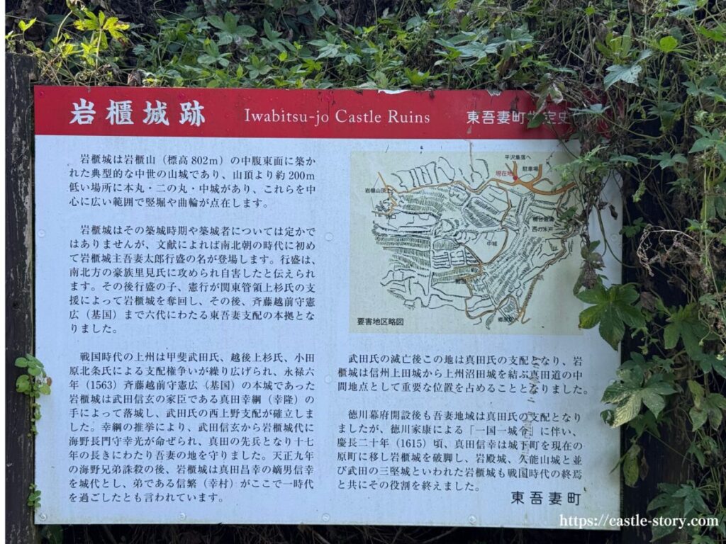 岩櫃城跡の案内板.